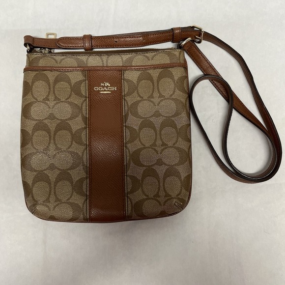 Coach Handbags - Coach Purse Brown Signature Crossbody Bag PVC F52856 Very Good Condition